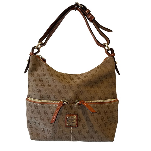 Dooney & Bourke Handbags - Dooney & Bourke Tan Hobo Bag with Brown Accents